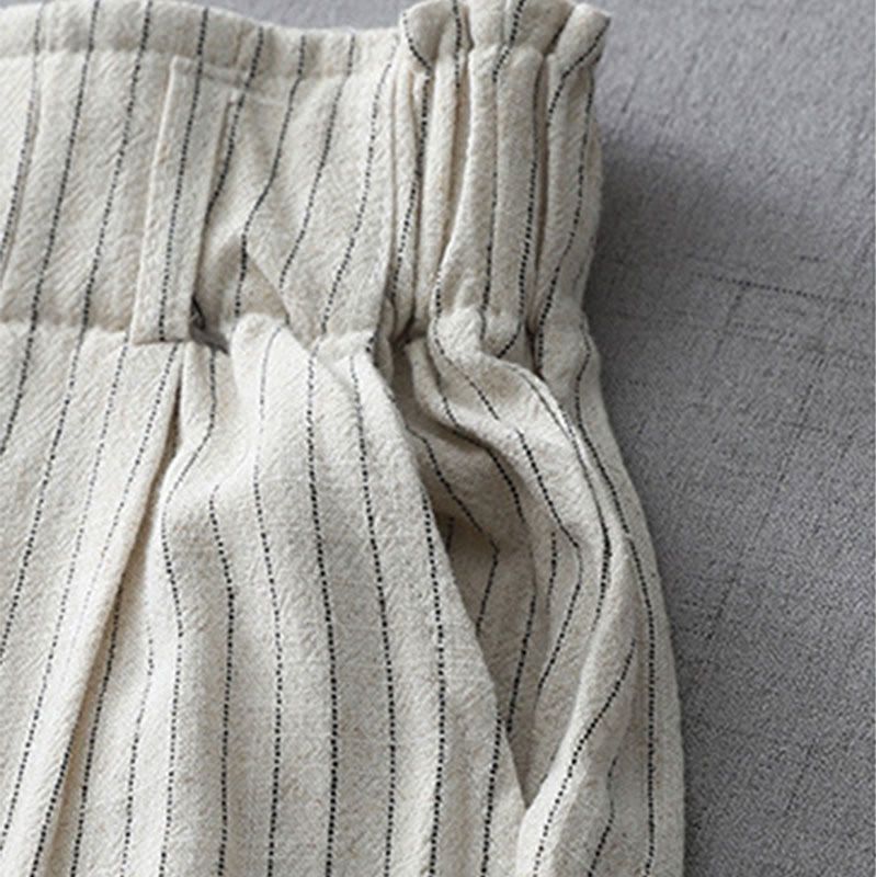 Pantalones de cintura alta, pierna ancha y bolsillos con rayas verticales de Buddha Stones - image 4