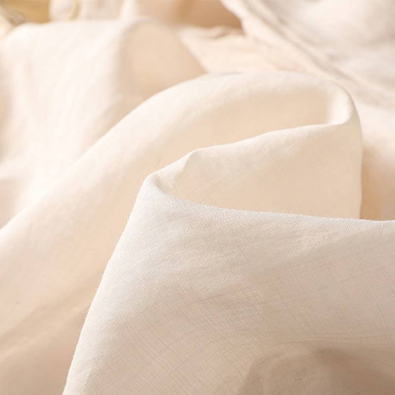 Jersey de lino y algodón con cuello redondo y bordado étnico de Buddha Stones - image 30