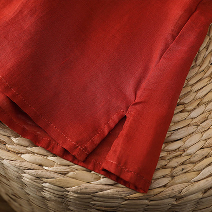 Jersey de lino y algodón con cuello redondo y bordado étnico de Buddha Stones - image 16