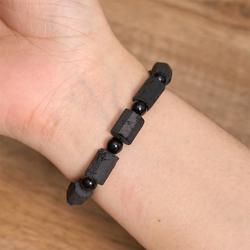 Pulsera de la sabiduría con turmalina negra y Buddha Stones