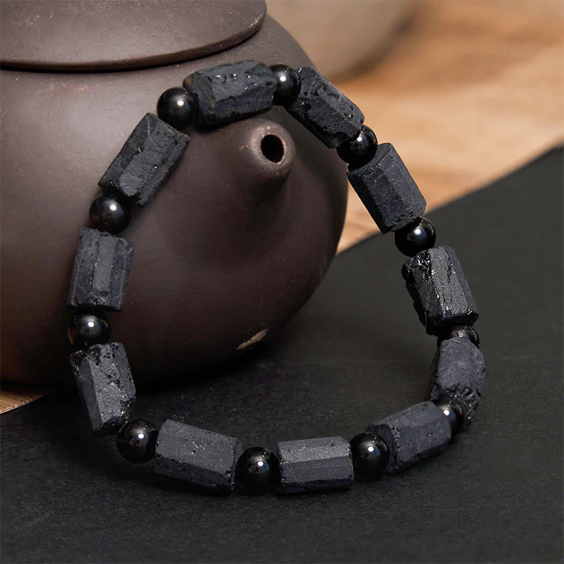 Pulsera de la sabiduría con turmalina negra y Buddha Stones