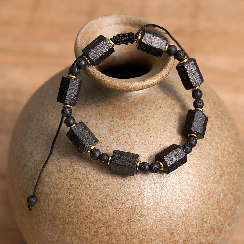 Pulsera de turmalina negra con Buddha Stones