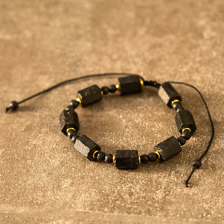 Pulsera de turmalina negra con Buddha Stones