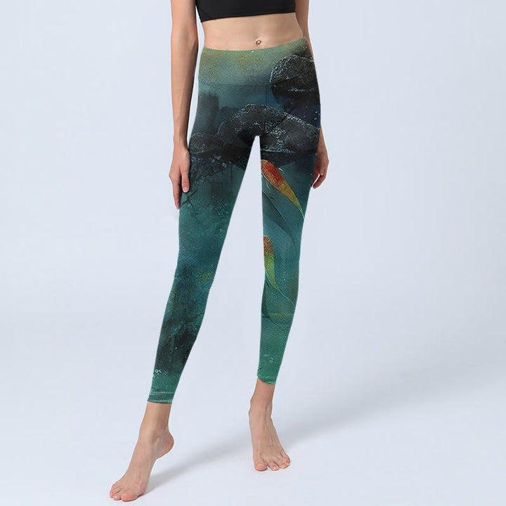 Leggings deportivos con estampado de Buddha Stones, peces koi y rocas, pantalones de yoga para mujer - image 5