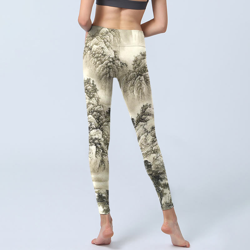 Leggings deportivos con estampado de paisaje de río, árbol, montaña y piedras de Buddha Stones , pantalones de yoga para mujer - image 6