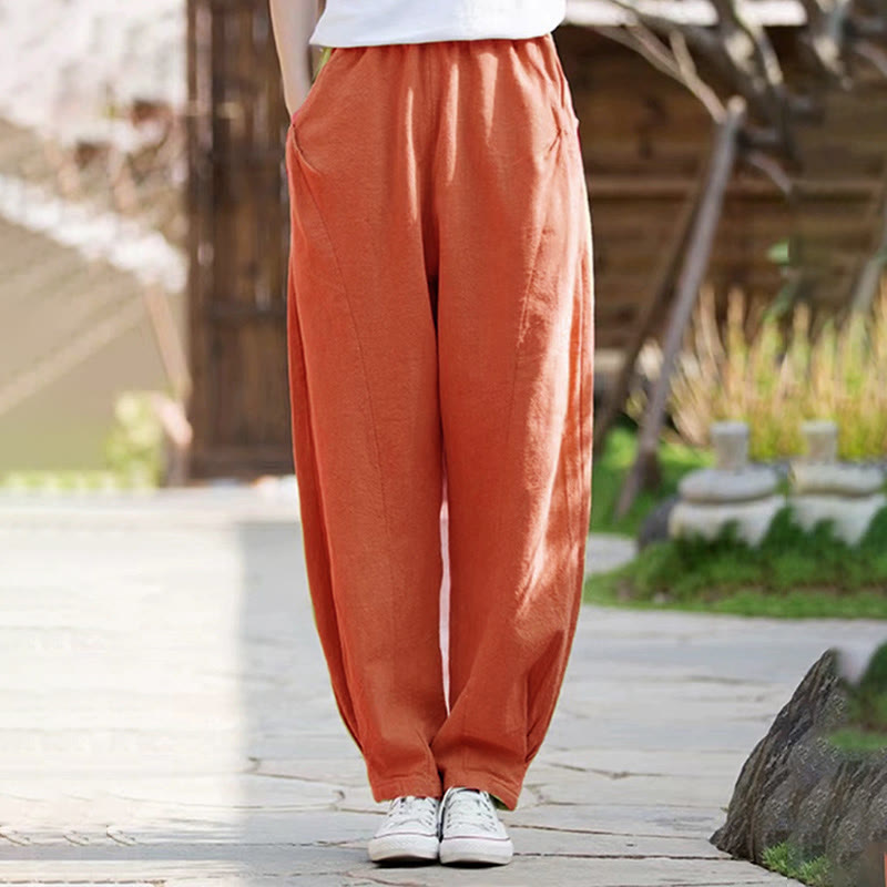 Pantalones de yoga casuales de algodón con bolsillos para mujer con Buddha Stones - Naranja - US14, UK/AU18, EU46 (4XL) - image 14