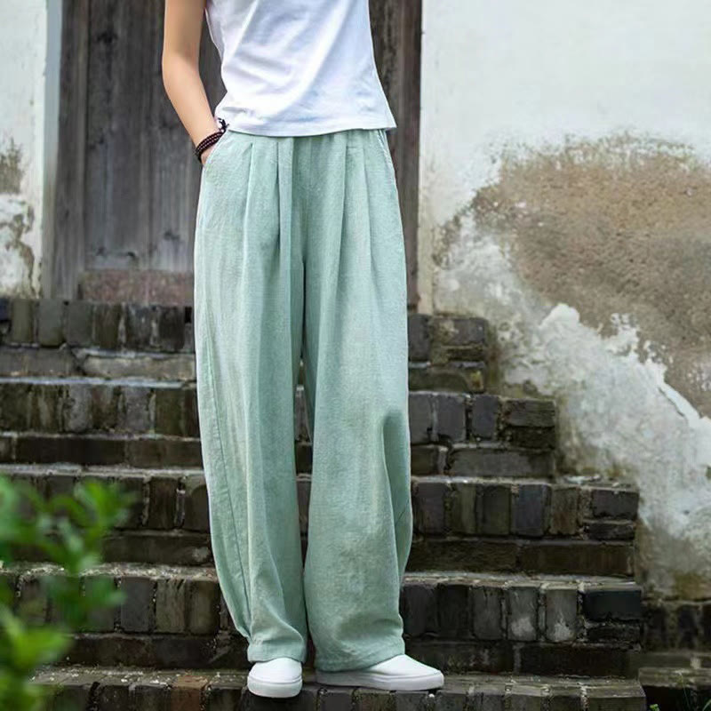Pantalones de yoga casuales de algodón con bolsillos para mujer con Buddha Stones - Turquesa pálido - US14, UK/AU18, EU46 (4XL) - image 10