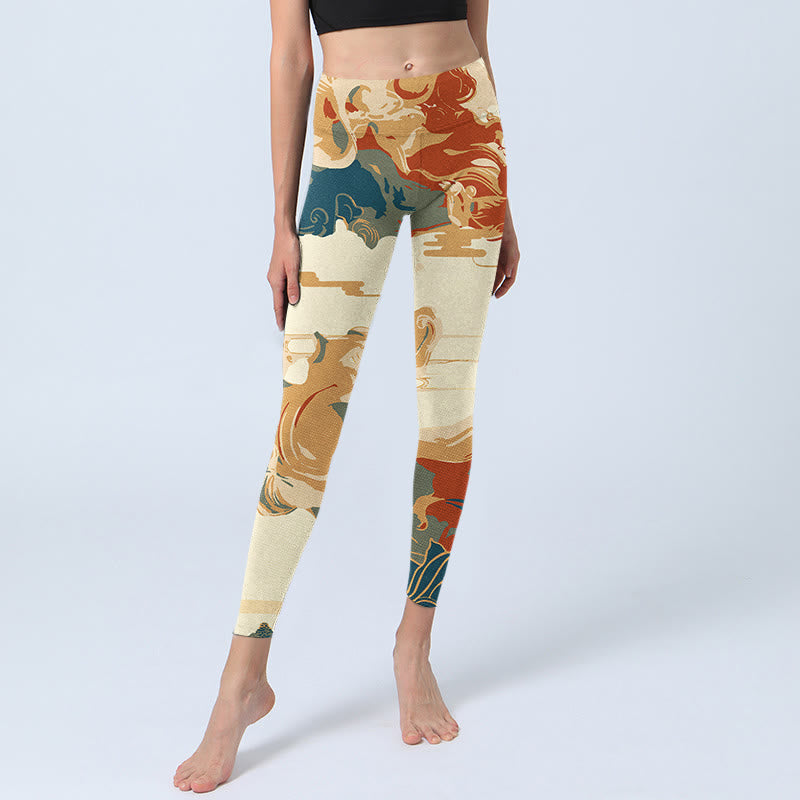 Leggings de fitness con estampado de nubes de colores y Buddha Stones para mujer - image 6