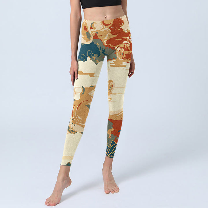 Leggings de fitness con estampado de nubes de colores y Buddha Stones para mujer - image 6