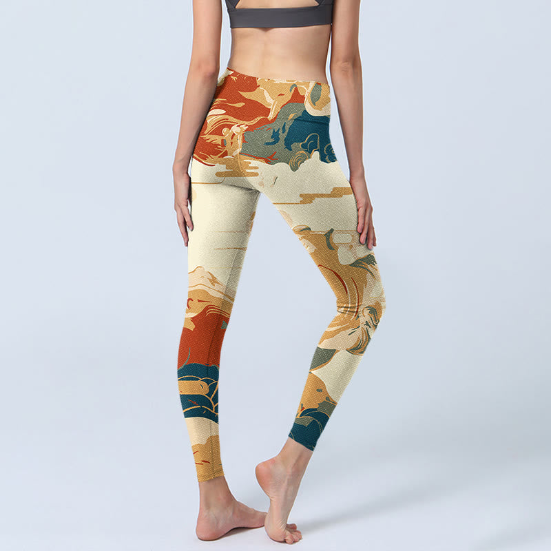Leggings de fitness con estampado de nubes de colores y Buddha Stones para mujer - image 4