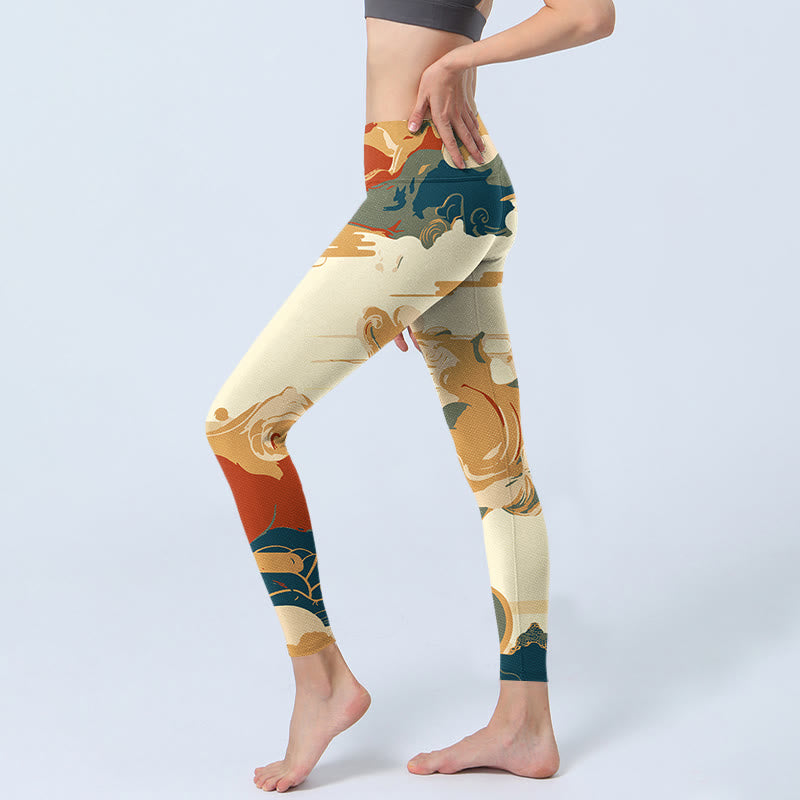 Leggings de fitness con estampado de nubes de colores y Buddha Stones para mujer - image 3
