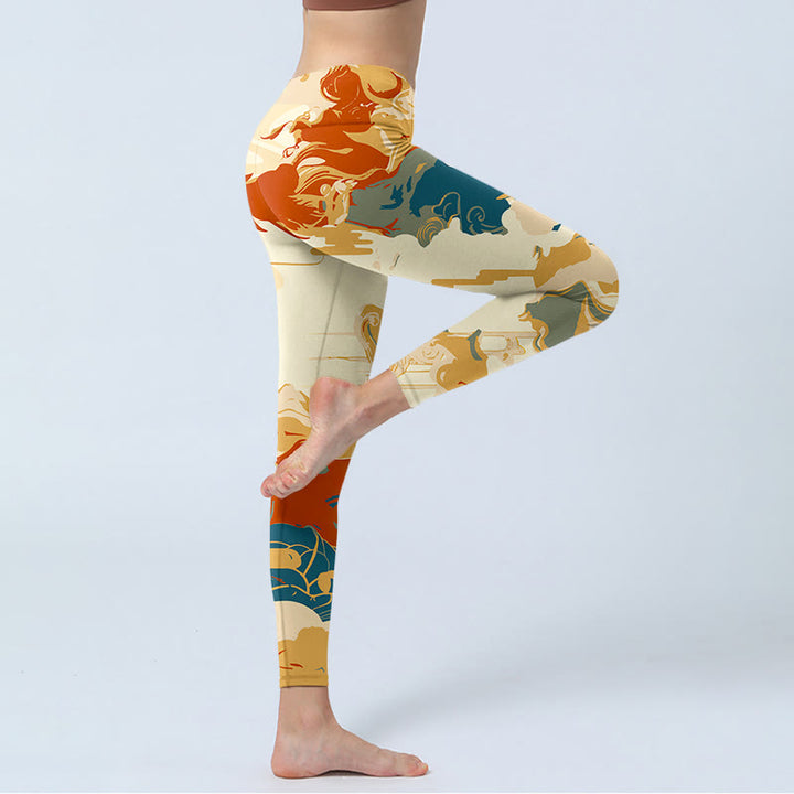 Leggings de fitness con estampado de nubes de colores y Buddha Stones para mujer - image 3
