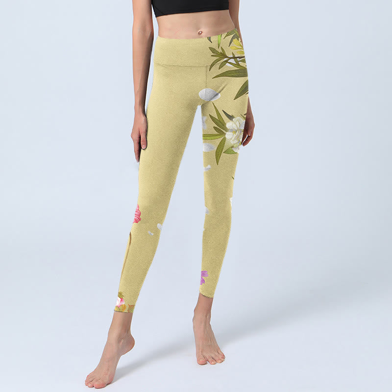 Leggings de fitness con estampado de flores, plantas, mariposas y Buddha Stones para mujer - image 6