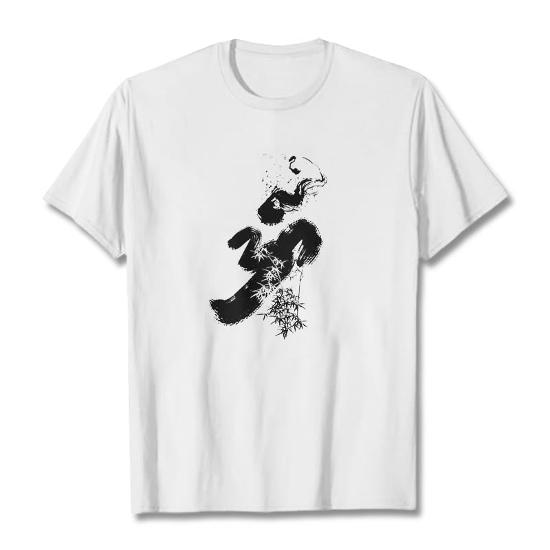 Camiseta de algodón con tinta de bambú y Buddha Stones OM - Blanco - 2XL - image 6
