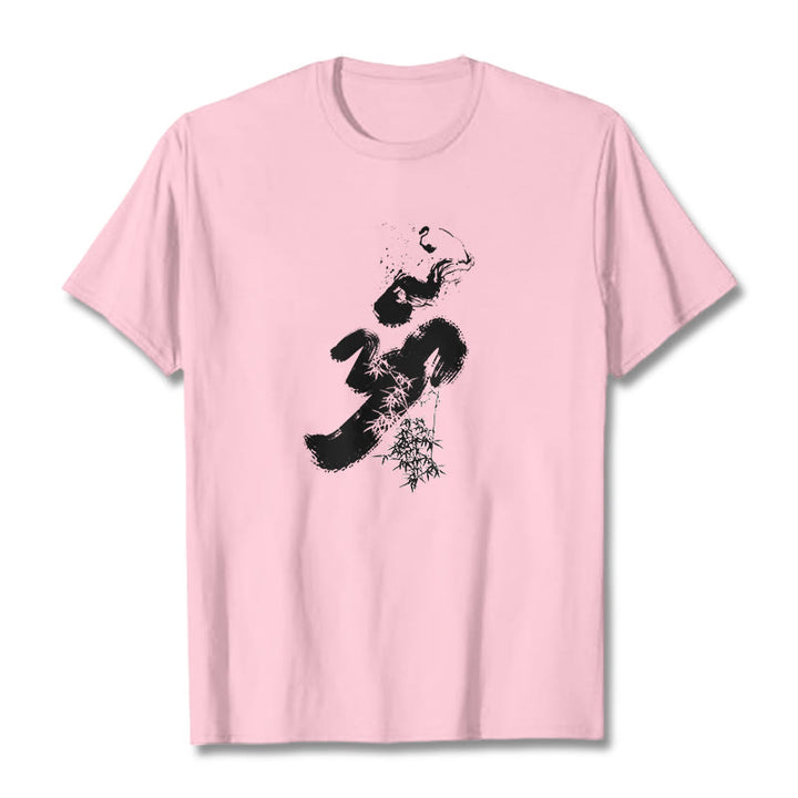 Camiseta de algodón con tinta de bambú y Buddha Stones OM - Rosa claro - 2XL - image 16