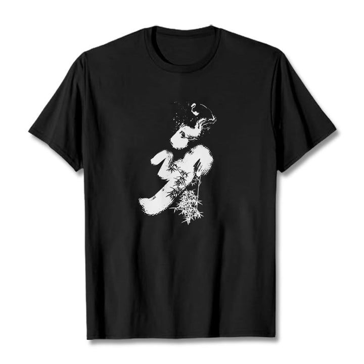 Camiseta de algodón con tinta de bambú y Buddha Stones OM - Negro - 2XL - image 1