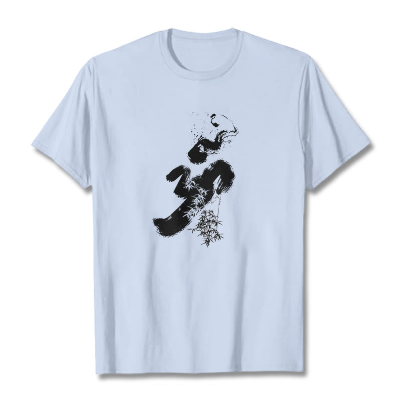 Camiseta de algodón con tinta de bambú y Buddha Stones OM - Cian claro - 2XL - image 11