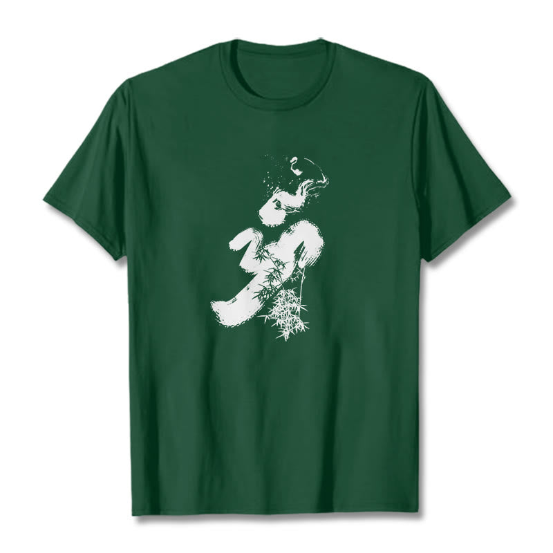 Camiseta de algodón con tinta de bambú y Buddha Stones OM - Verde bosque - 2XL - image 9