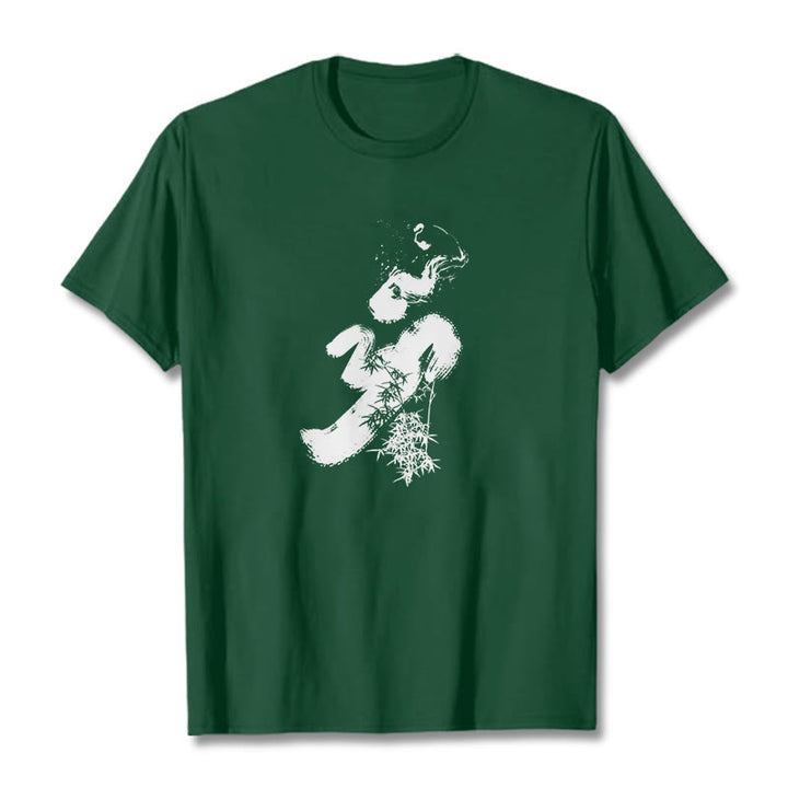 Camiseta de algodón con tinta de bambú y Buddha Stones OM - Verde bosque - 2XL - image 9