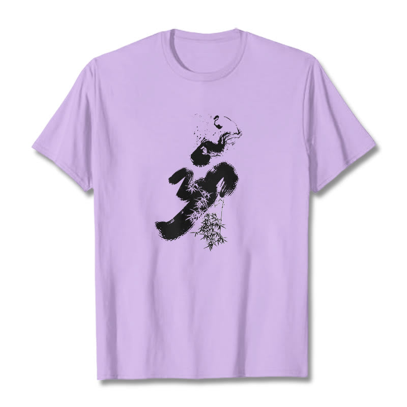 Camiseta de algodón con tinta de bambú y Buddha Stones OM - Ciruela - 2XL - image 14