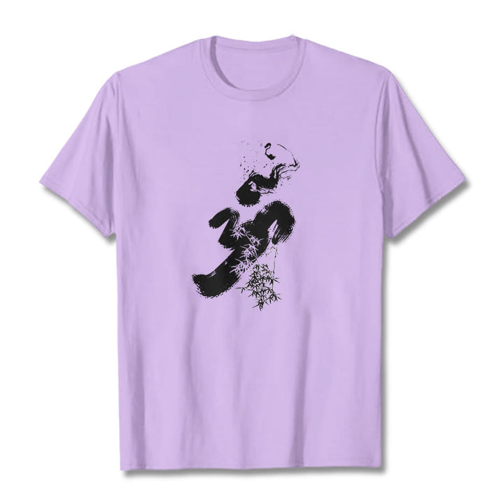 Camiseta de algodón con tinta de bambú y Buddha Stones OM - Ciruela - 2XL - image 14