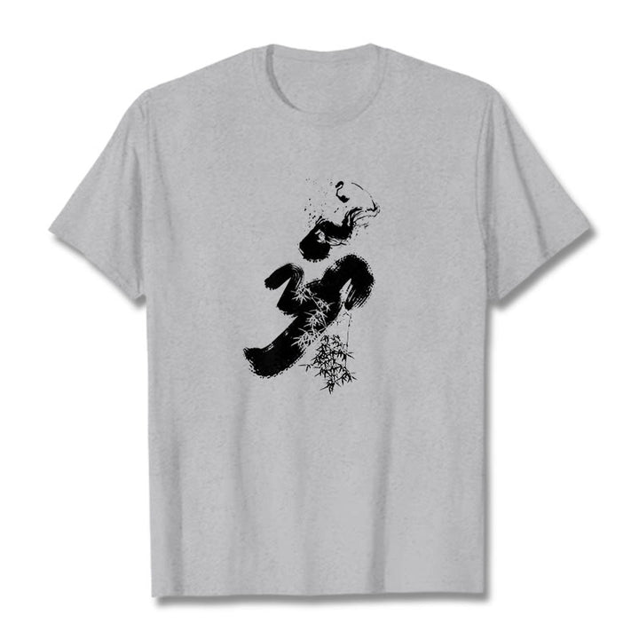 Camiseta de algodón con tinta de bambú y Buddha Stones OM - Gris claro - 2XL - image 20