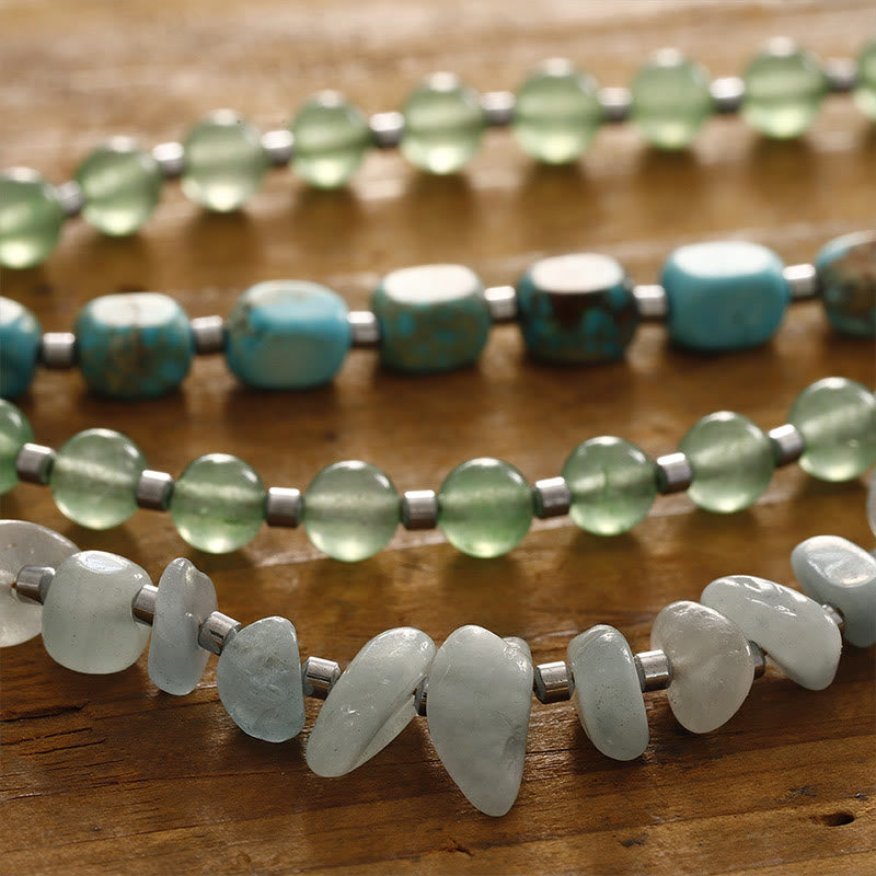 Pulsera de triple vuelta con piedra emperador verde y aventurina verde y Buddha Stones