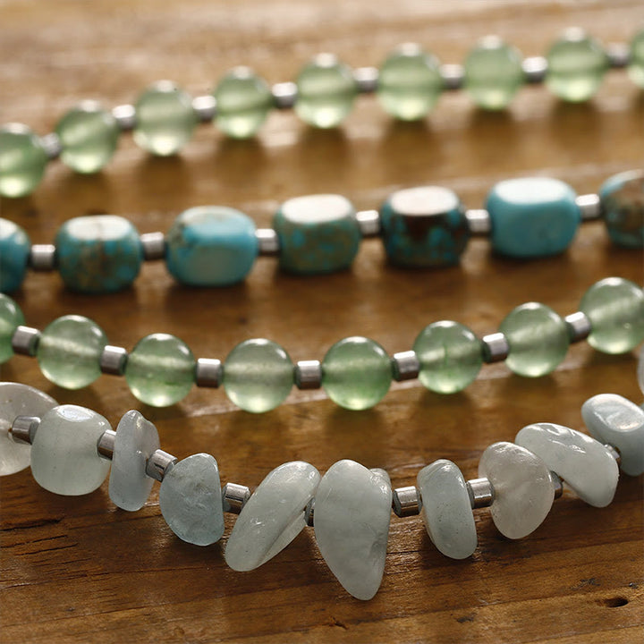 Pulsera de triple vuelta con piedra emperador verde y aventurina verde y Buddha Stones