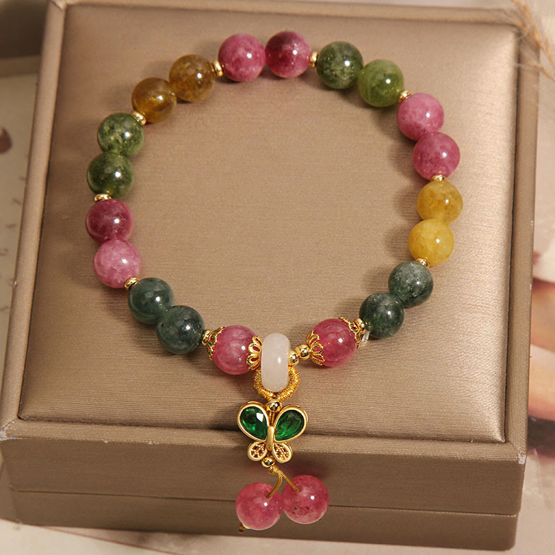 Pulsera de la sabiduría de la mariposa con jade, turmalina y Buddha Stones