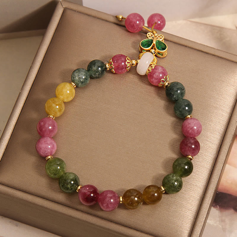 Pulsera de la sabiduría de la mariposa con jade, turmalina y Buddha Stones