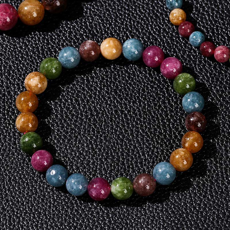 Pulsera positiva de turmalina multicolor con Buddha Stones