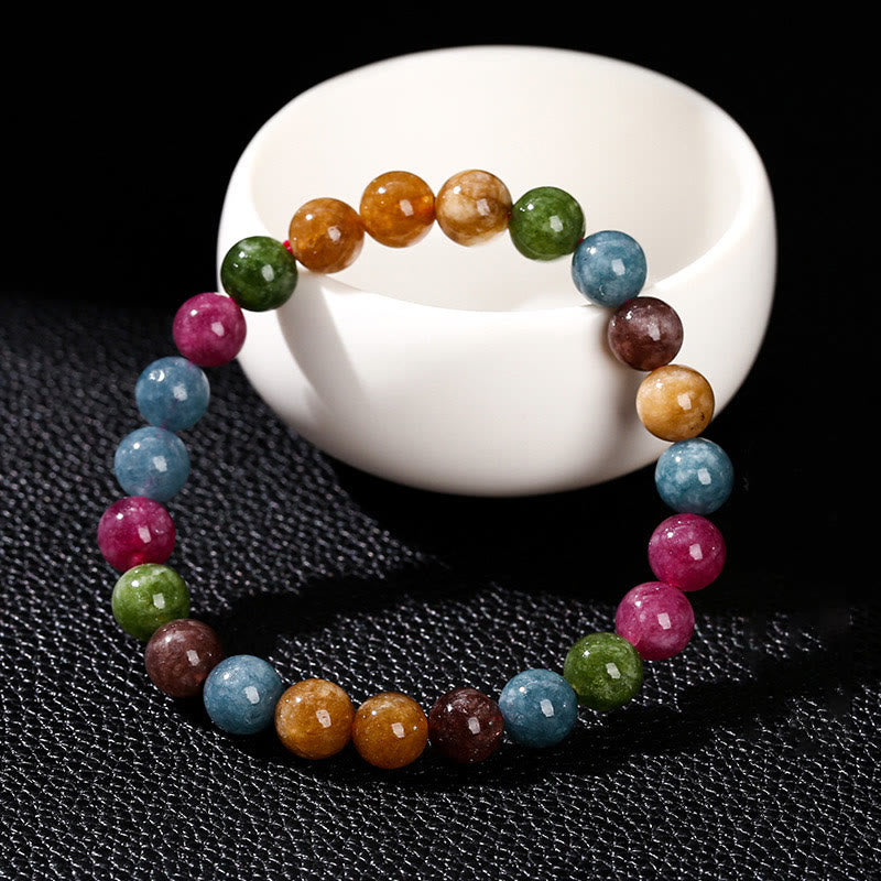 Pulsera positiva de turmalina multicolor con Buddha Stones