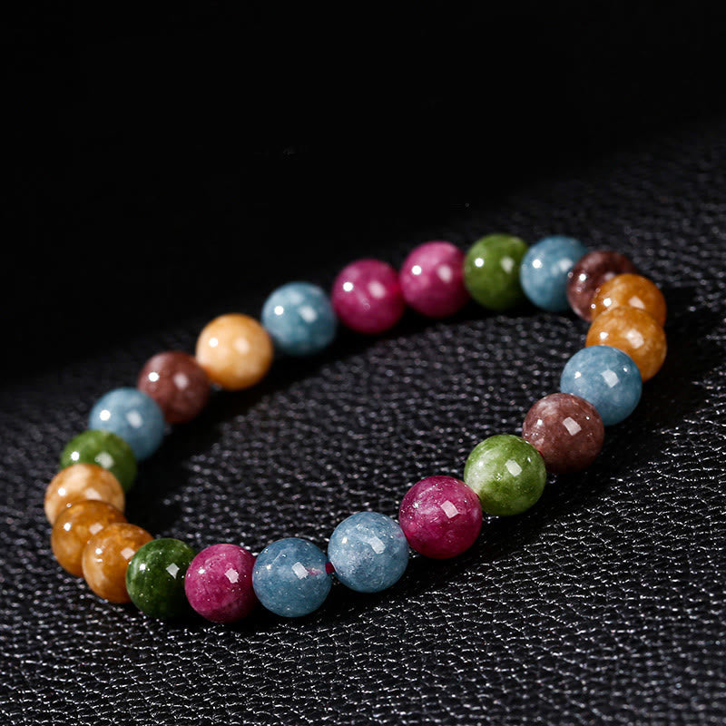 Pulsera positiva de turmalina multicolor con Buddha Stones