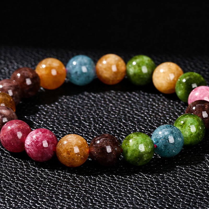 Pulsera positiva de turmalina multicolor con Buddha Stones