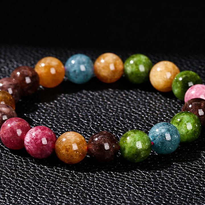 Pulsera positiva de turmalina multicolor con Buddha Stones