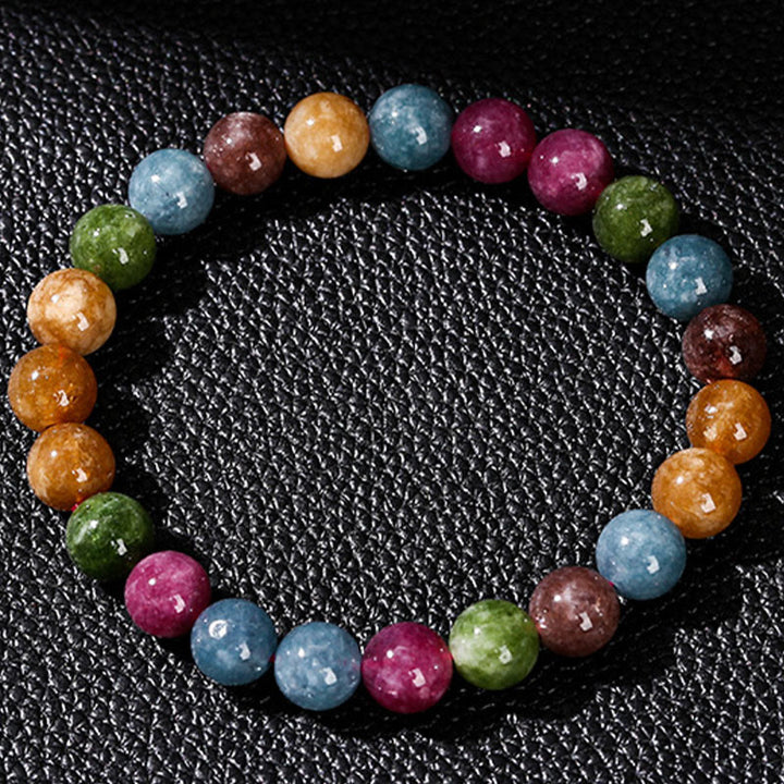 Pulsera positiva de turmalina multicolor con Buddha Stones
