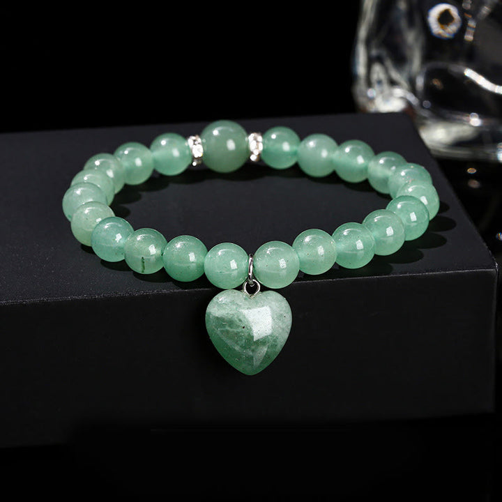 Pulsera de equilibrio con forma de corazón de amor y aventurina verde y varios Buddha Stones