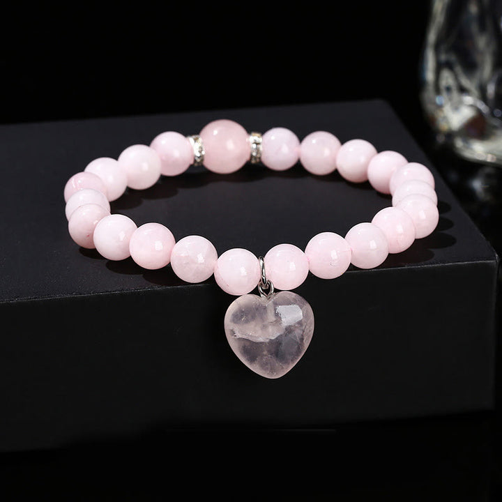 Pulsera de equilibrio con forma de corazón de aventurina verde y cristales variados de Buddha Stones - Cristal rosa (circunferencia de la muñeca: 14-16 cm) - 10 mm - image 18