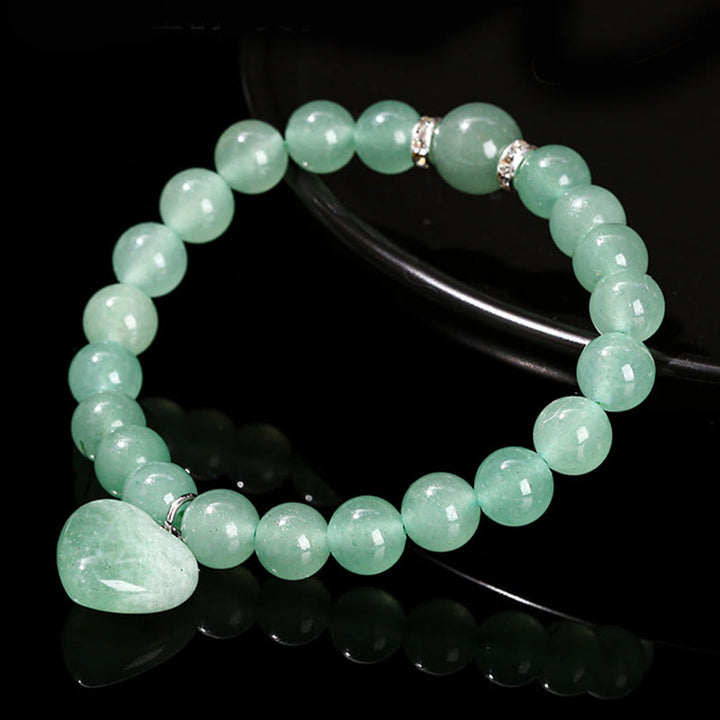 Pulsera de equilibrio con forma de corazón de amor y aventurina verde y varios Buddha Stones