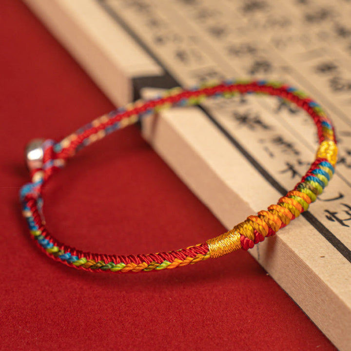 Pulsera de protección con hebilla de plata de ley 925 y aleación de hilo rojo multicolor con Buddha Stones