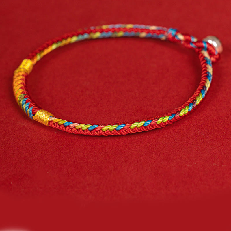 Pulsera de protección con hebilla de plata de ley 925 y aleación de hilo rojo multicolor con Buddha Stones