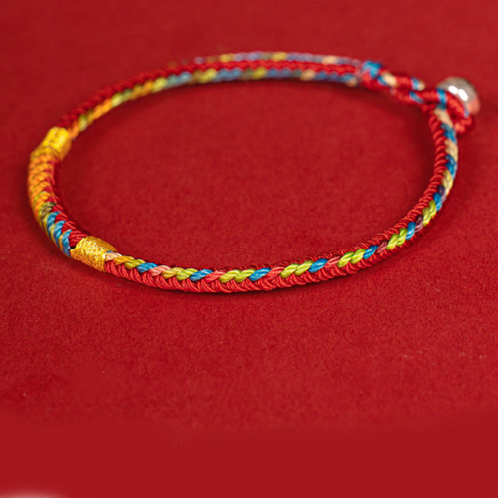 Pulsera de protección con hebilla de plata de ley 925 y aleación de hilo rojo multicolor con Buddha Stones