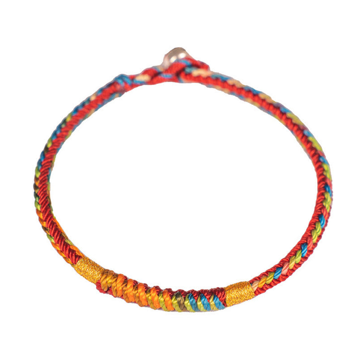 Pulsera de protección con hebilla de plata de ley 925 y aleación de hilo rojo multicolor con Buddha Stones