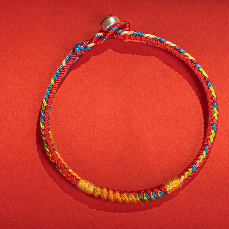 Pulsera de protección con hebilla de plata de ley 925 y aleación de hilo rojo multicolor con Buddha Stones