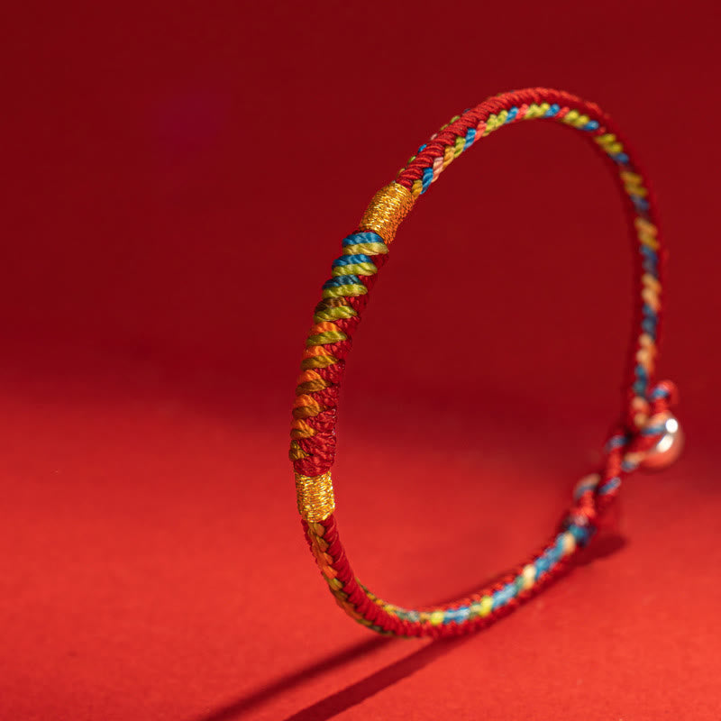 Pulsera de protección con hebilla de plata de ley 925 y aleación de hilo rojo multicolor con Buddha Stones