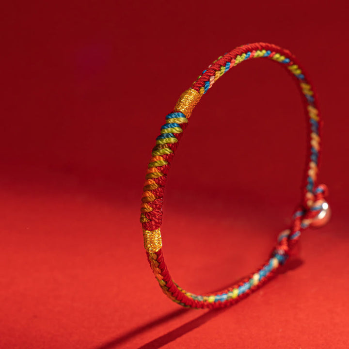 Pulsera de protección con hebilla de plata de ley 925 y aleación de hilo rojo multicolor con Buddha Stones