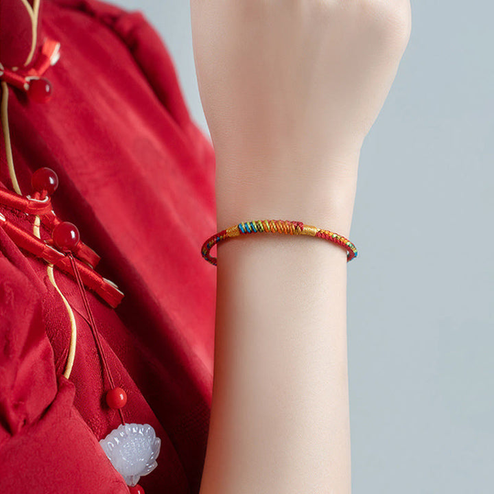 Pulsera de protección con hebilla de plata de ley 925 y aleación de hilo rojo multicolor con Buddha Stones