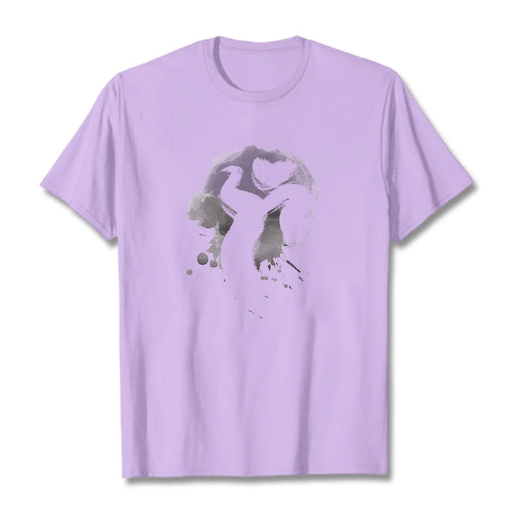 Camiseta de algodón con diseño de cisne y Buddha Stones - Ciruela - 2XL - image 14