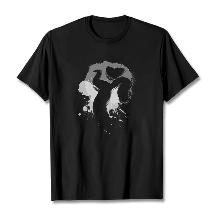 Camiseta de algodón con diseño de cisne y Buddha Stones - Negro - 2XL - image 1