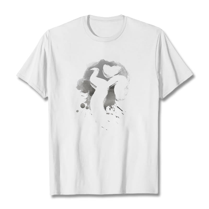 Camiseta de algodón con diseño de cisne y Buddha Stones - Blanco - 2XL - image 6